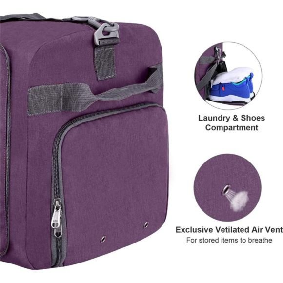 FOLDABLE Weekender Bag with Shoes Compartment Indigo - Picture 5 of 6